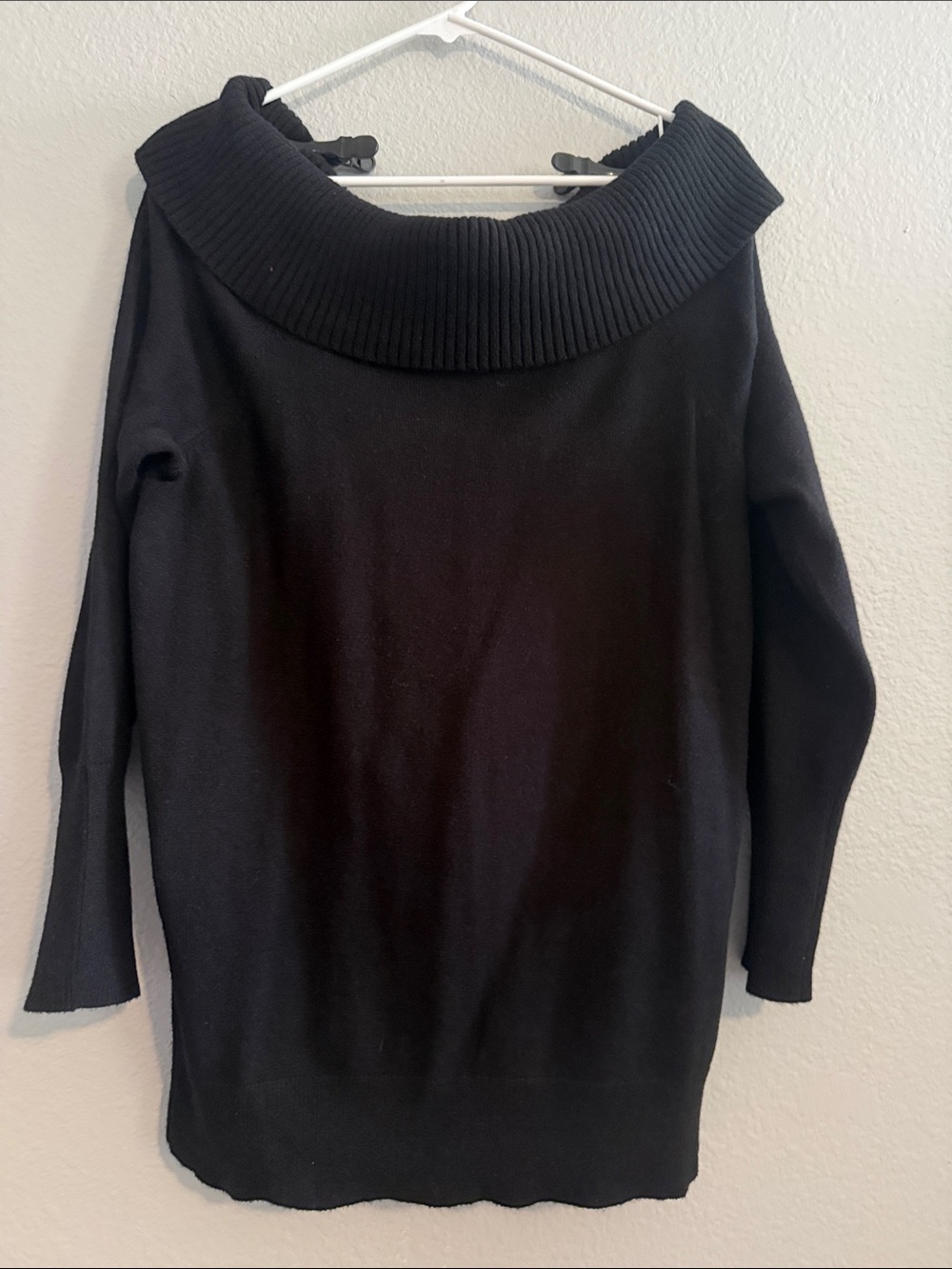 torrid Black Off-the-Shoulder Ribbed Collar Sweater